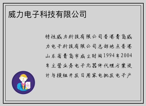 威力电子科技有限公司